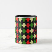 Holiday Harlequin Geometrisches Muster mit Namen Tasse (Zentrum)