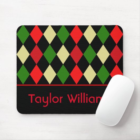 Holiday Harlequin Geometrisches Muster Personalisi Mousepad (Mit Mouse)