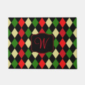 Holiday Harlequin Pattern Mit Monogramm Fußmatte (Vorderseite)