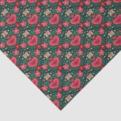 Holiday Hearts & Flowers Pattern–Red, Green & Gold Seidenpapier (Detail)