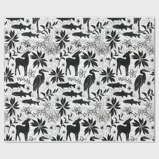 Holiday Heron and Deer Geschenkpapier (Flach)