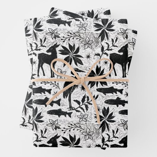 Holiday Heron and Deer Geschenkpapier Set (Beispiel)