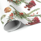 Holiday Highbush Cranberries & Green Spruce Wrappi Geschenkpapier (Rolleneckpunkt)