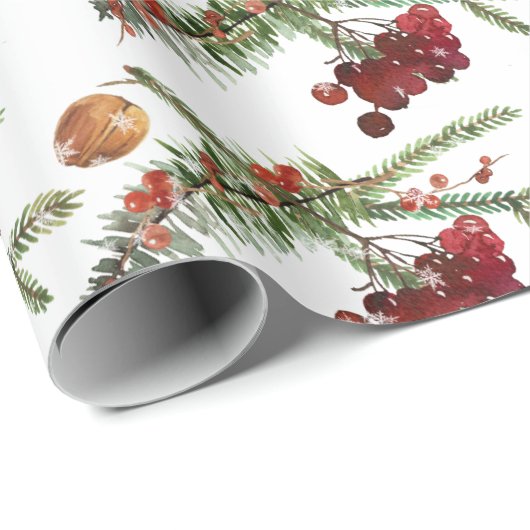 Holiday Highbush Cranberries & Green Spruce Wrappi Geschenkpapier (Rolleneckpunkt)