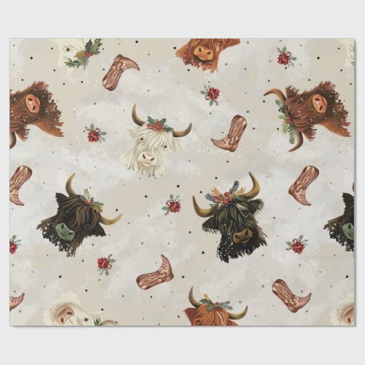 Holiday Highland Cows - Wrapping Geschenkpapier (Flach)