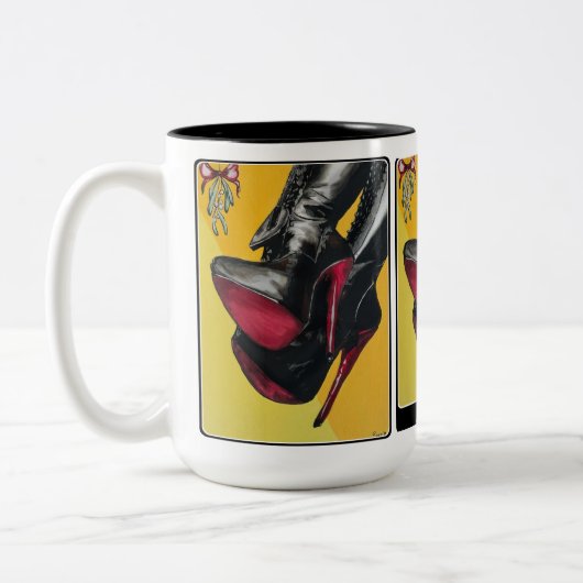 "Holiday Hijinks, der Geschmack war sauer" Gemälde Zweifarbige Tasse (Links)