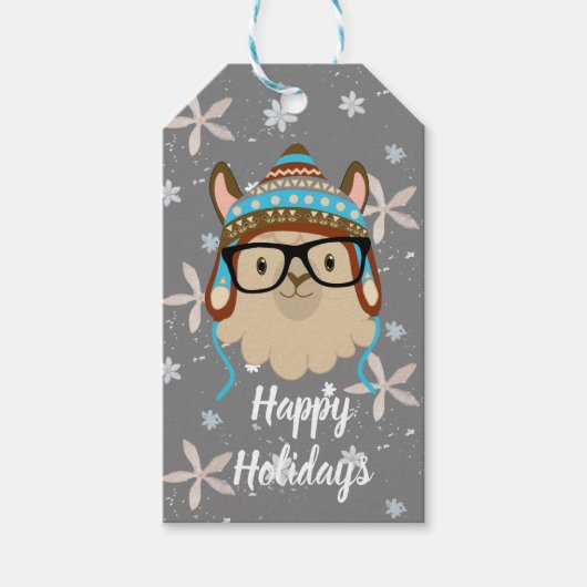 Holiday Hipster Llama Geschenkanhänger (Vorderseite)