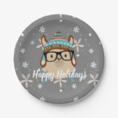 Holiday Hipster Llama Pappteller (Vorderseite)