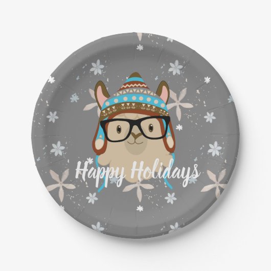 Holiday Hipster Llama Pappteller (Vorderseite)