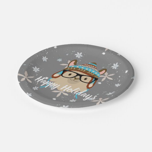 Holiday Hipster Llama Pappteller (Schrägansicht)
