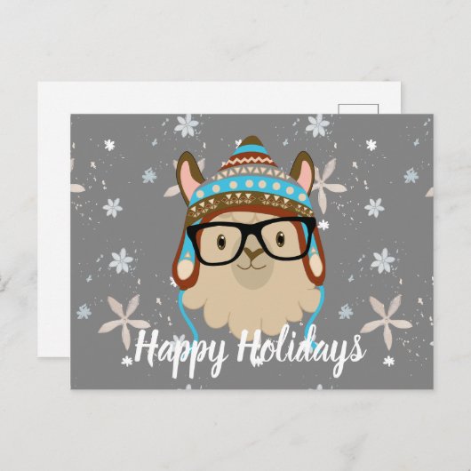 Holiday Hipster Llama Postkarte (Vorne/Hinten)