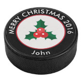 Holiday Hockey Puck / Christmas Holly & Berries (3/4)
