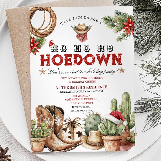 Holiday Hoedown Cowboy Weihnachtsfest Party Einlad Einladung