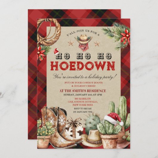 Holiday Hoedown Cowboy Western Dance Einladung (Vorne/Hinten)