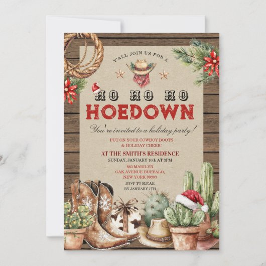 Holiday Hoedown Cowboy Western Weihnachten Einladung (Vorderseite)