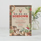 Holiday Hoedown Cowboy Western Weihnachten Einladung (Stehend Vorderseite)