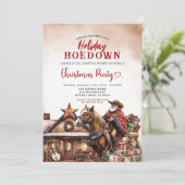 Holiday Hoedown Western Christmas Santa Cowboy Einladung (Stehend Vorderseite)