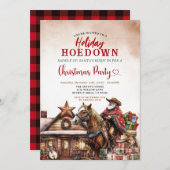 Holiday Hoedown Western Christmas Santa Cowboy Einladung (Vorne/Hinten)