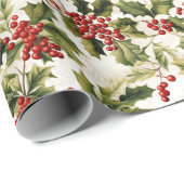 Holiday Holand Berries Vintag Style Geschenkpapier (Rolleneckpunkt)