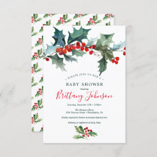 Holiday Holly Baby Dusche Einladung