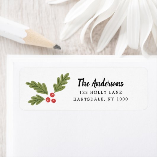 Holiday Holly Berry Script Rücksendeadresse (Insitu)