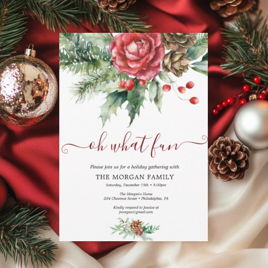 Holiday Holly Christmas Party Feiertagskarte