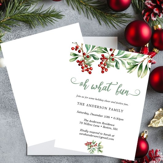 Holiday Holly Christmas Party Invitation Einladung
