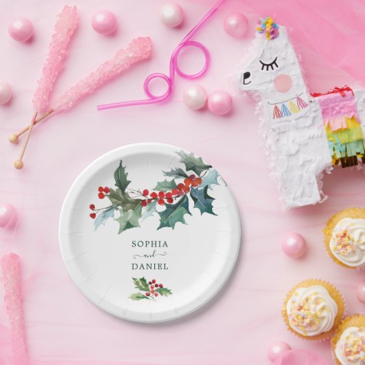 Holiday Holly Christmas Wedding Paper Teller (Party)