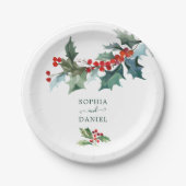 Holiday Holly Christmas Wedding Paper Teller (Vorderseite)