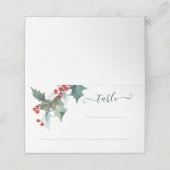 Holiday Holly Christmas Wedding Platzkarte (Außenseite Aufgefaltet)