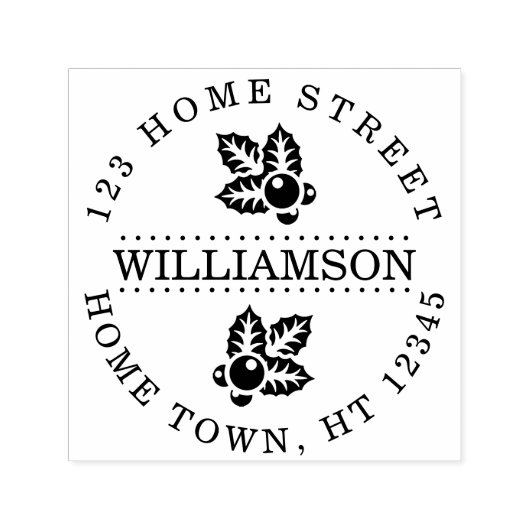 Holiday Holly Circular Familienname Rücksendeadres Permastempel (Design)