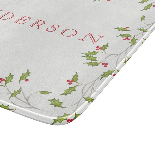 Holiday Holly Editable Cutting Board Schneidebrett (Ecke)