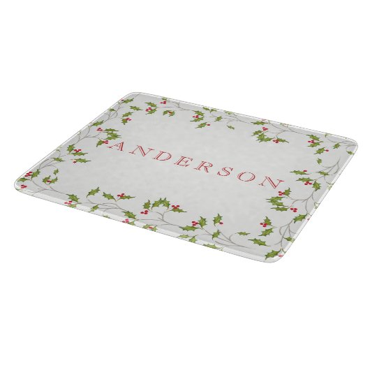 Holiday Holly Editable Cutting Board Schneidebrett (Ecke)