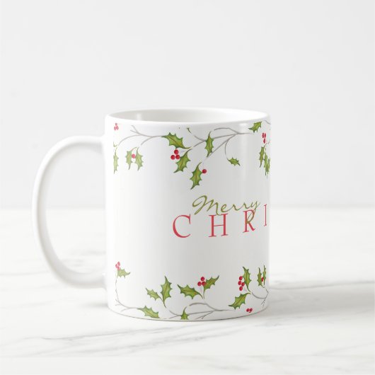 Holiday Holly Editable Tasse (Links)