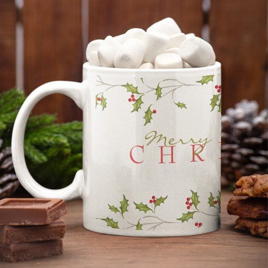 Holiday Holly Editable Tasse