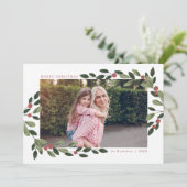 Holiday Holly Foto Card Einladung (Stehend Vorderseite)