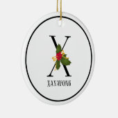 Holiday Holly Letter X Monogram Keramik Ornament (Rechts)