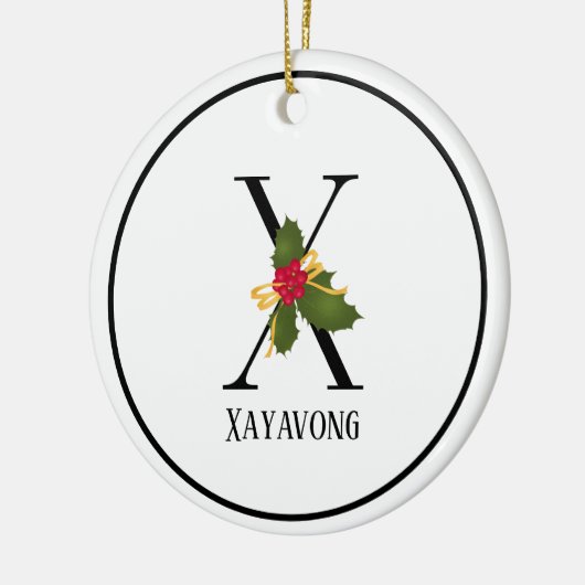 Holiday Holly Letter X Monogram Keramik Ornament (Links)