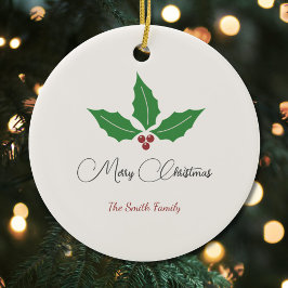 Holiday Holly Merry Weihnachtsdekoration Keramik Ornament