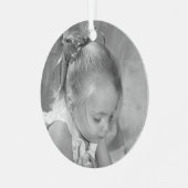 Holiday Holly Monogram Foto Personalisiert Elegant Ornament Aus Metall (Vorderseite links)