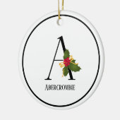 Holiday Holly Monogram Letter A Personalisiert Keramik Ornament (Links)