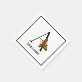 Holiday Holly Monogram Letter A Personalisiert Pap Serviette (Ecke)