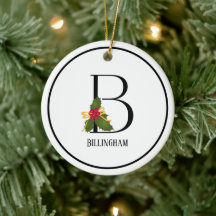 Holiday Holly Monogram Letter B Personalisiert