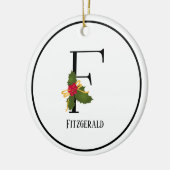 Holiday Holly Monogram Letter F Personalisiert Keramik Ornament (Links)