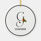 Holiday Holly Monogram Letter G Personalisiert Keramik Ornament (Vorne)