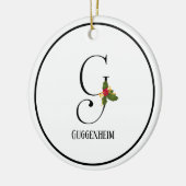 Holiday Holly Monogram Letter G Personalisiert Keramik Ornament (Links)