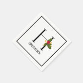 Holiday Holly Monogram Letter H Personalisiert Pap Serviette (Ecke)