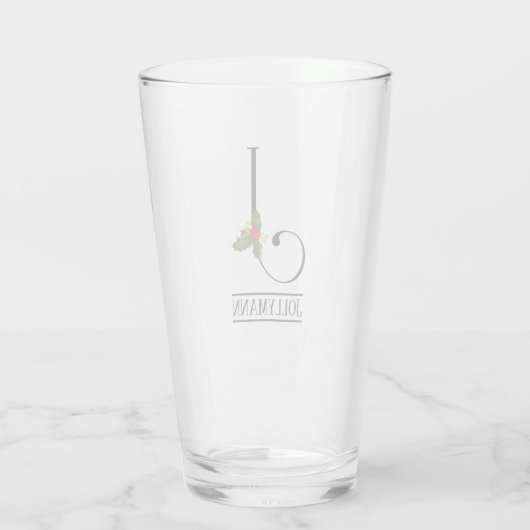 Holiday Holly Monogram Letter J Personalisiert Ber Glas (Rückseite)