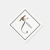 Holiday Holly Monogram Letter K Personalisiert Pap Serviette (Ecke)