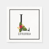 Holiday Holly Monogram Letter L Personalisiert Pap Serviette (Vorderseite)